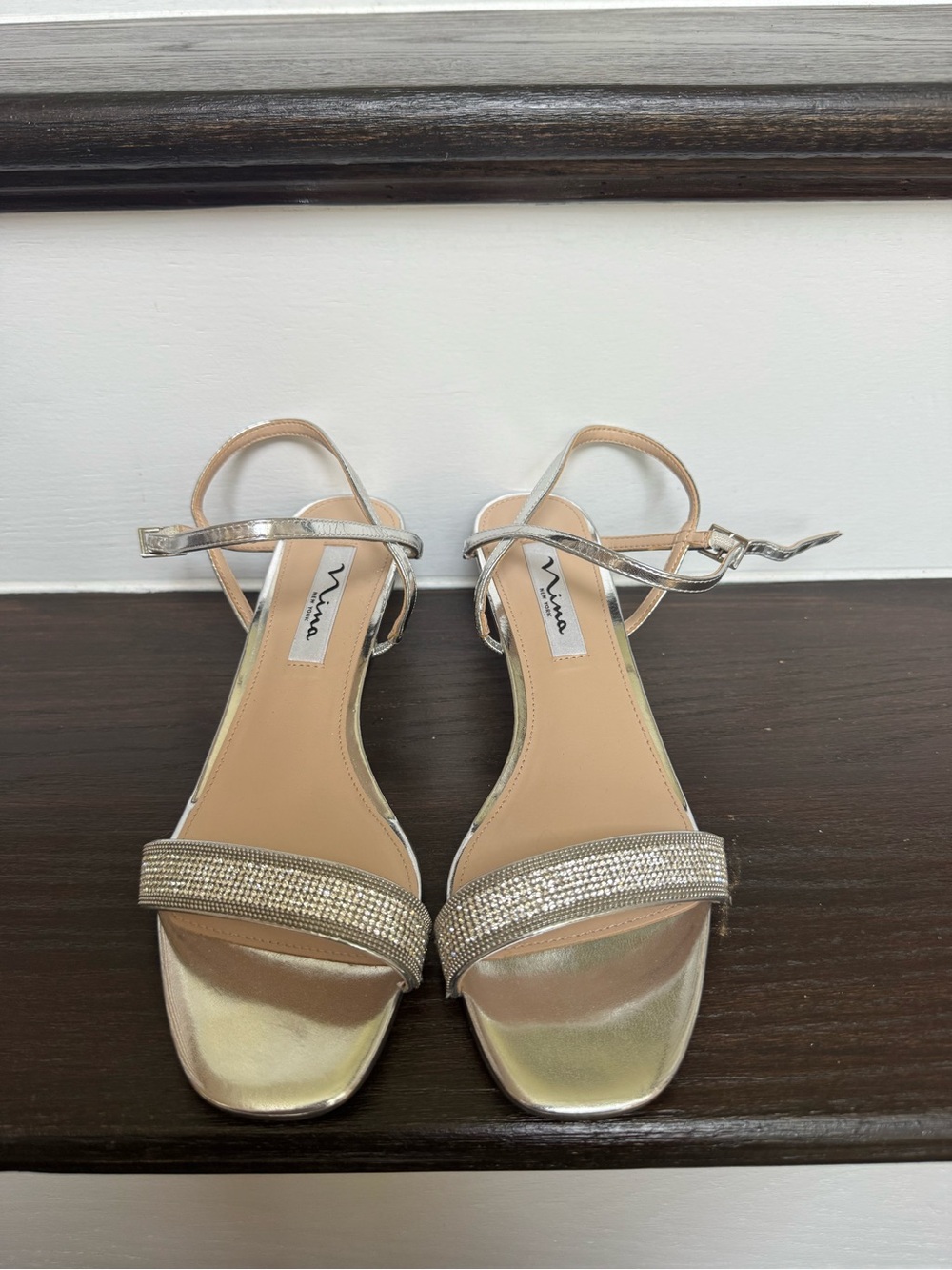 Nina Women's Gold Rhinestone Strap Sandals